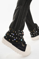 Valabasas "Ion" Waxed Stacked Flare Studded Jeans