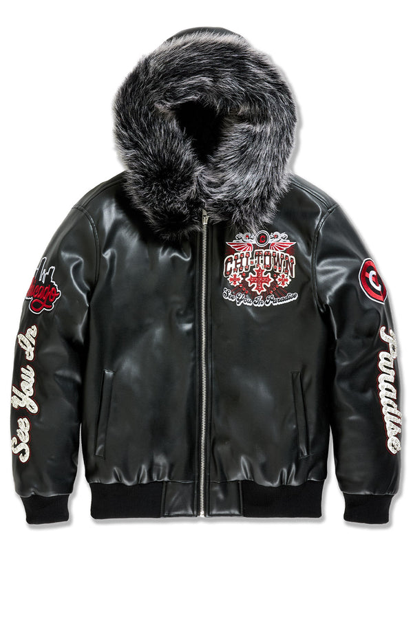 See You In Paradise "Chitown" Hooded Bomber Leather Jacket