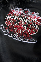 See You In Paradise "Chitown" Kids Rhinestone Hooded Bomber Leather Jacket