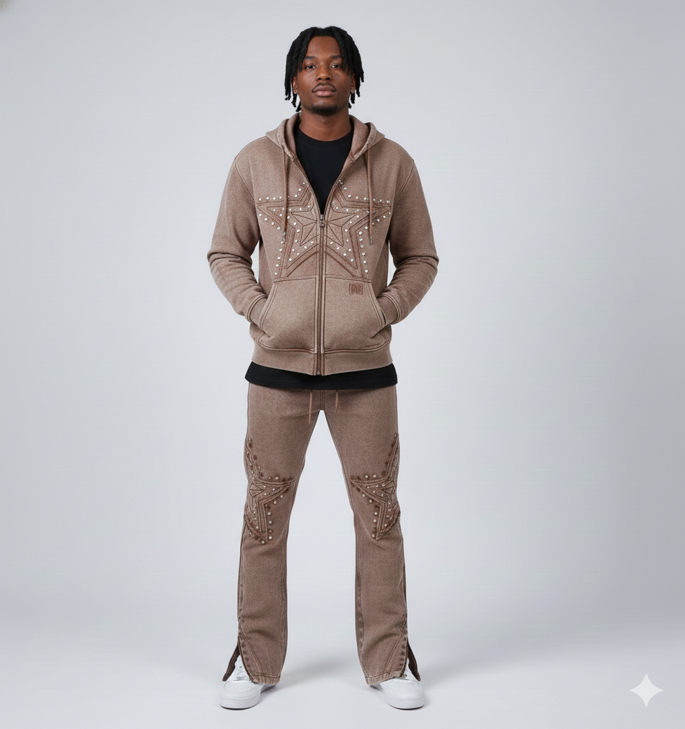 Gunzinii French Terry Star Studded Jogging Set