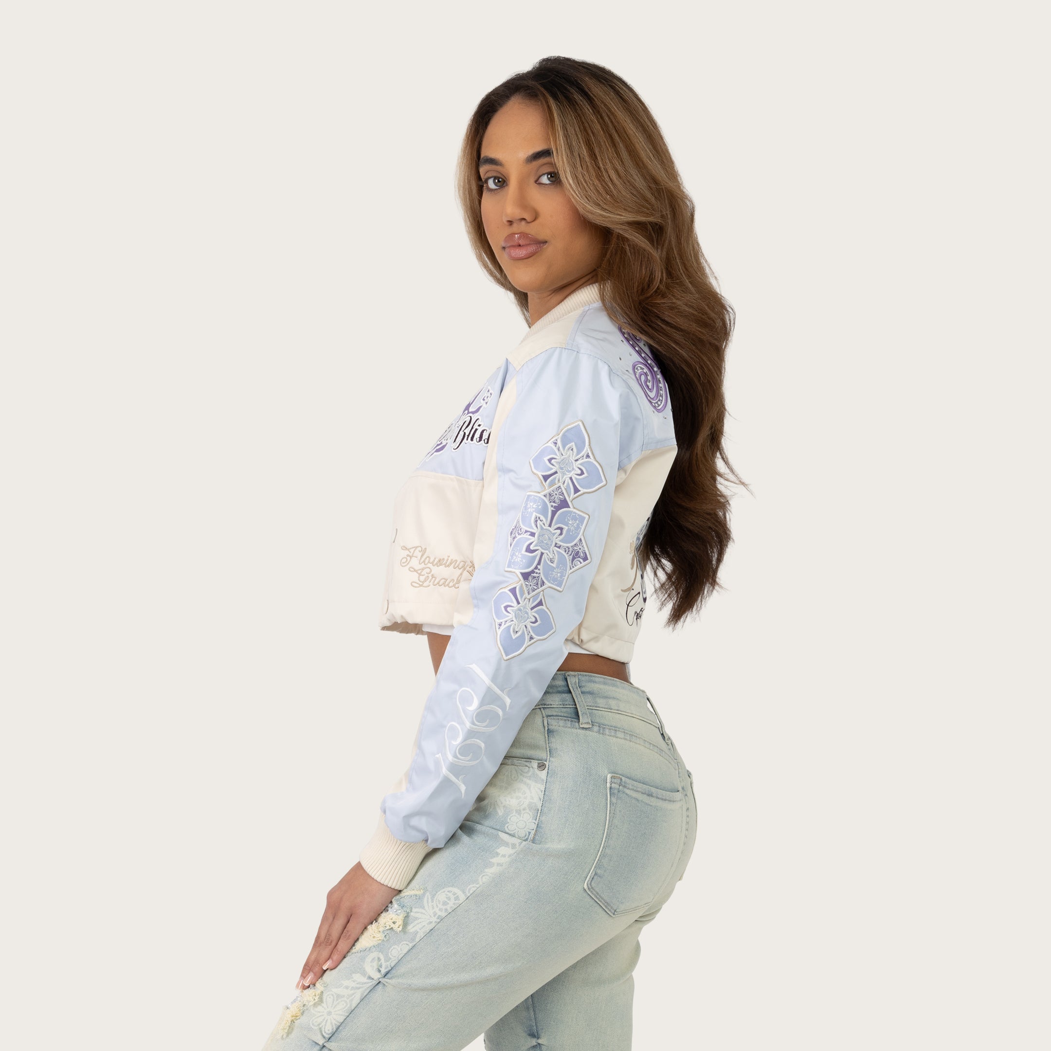 Smoke Rise Red Women's "Pure Bliss" Windbreaker Jacket - Oatmeal