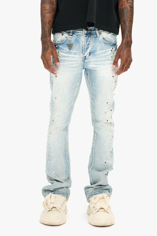 Valabasas "Shine" Stacked Flare Rhinestone Jeans