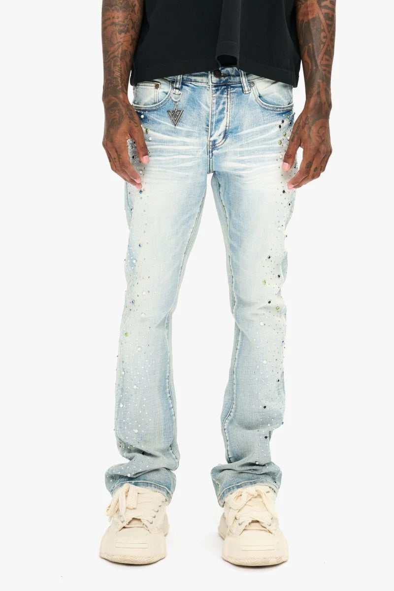 Valabasas "Shine" Stacked Flare Rhinestone Jeans