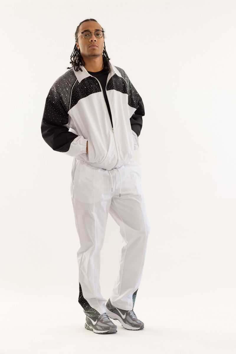 Kindred Rhinestone Nylon Track Suit