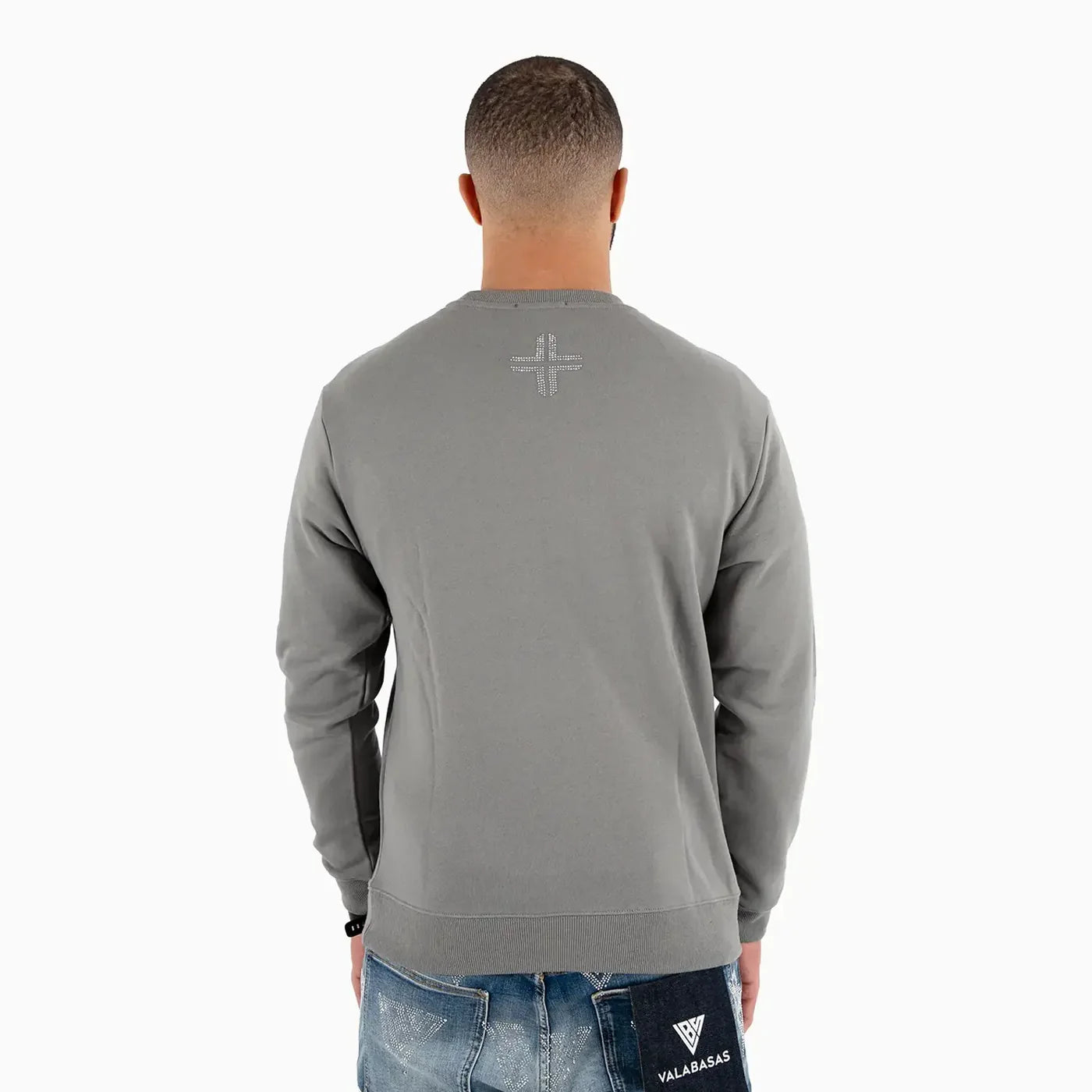 Luxe Crewneck Abstract Print Rhinestone Sweatshirt