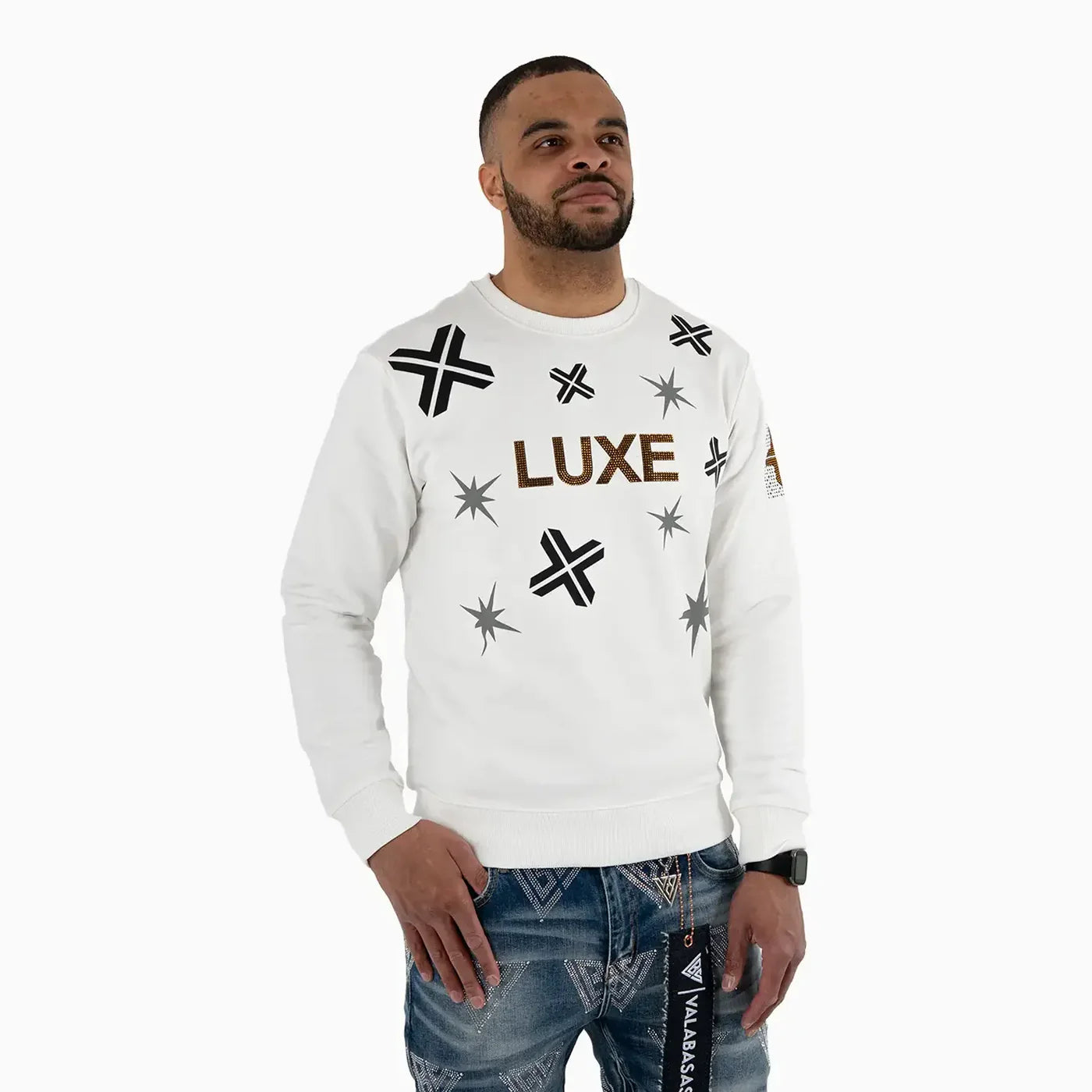 Luxe Crewneck Crystals Crewneck Sweater
