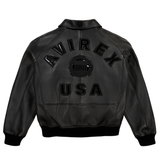 Avirex Black (Black on Black) Leather Icon Jacket