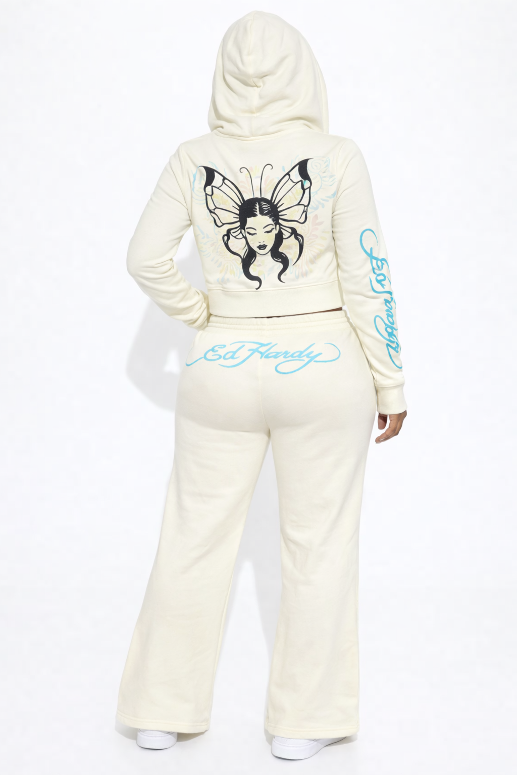 Ed Hardy "Yolo Girl" Zip Relaxed Hoodie & Boot Cut Sweatpants