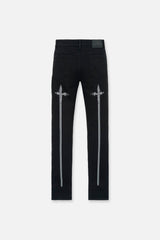 RTA Bryant Skinny Jean - Black Hologram Digital Cross