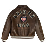 Avirex Vintage Brown (Brown and White) Icon Leather Jacket
