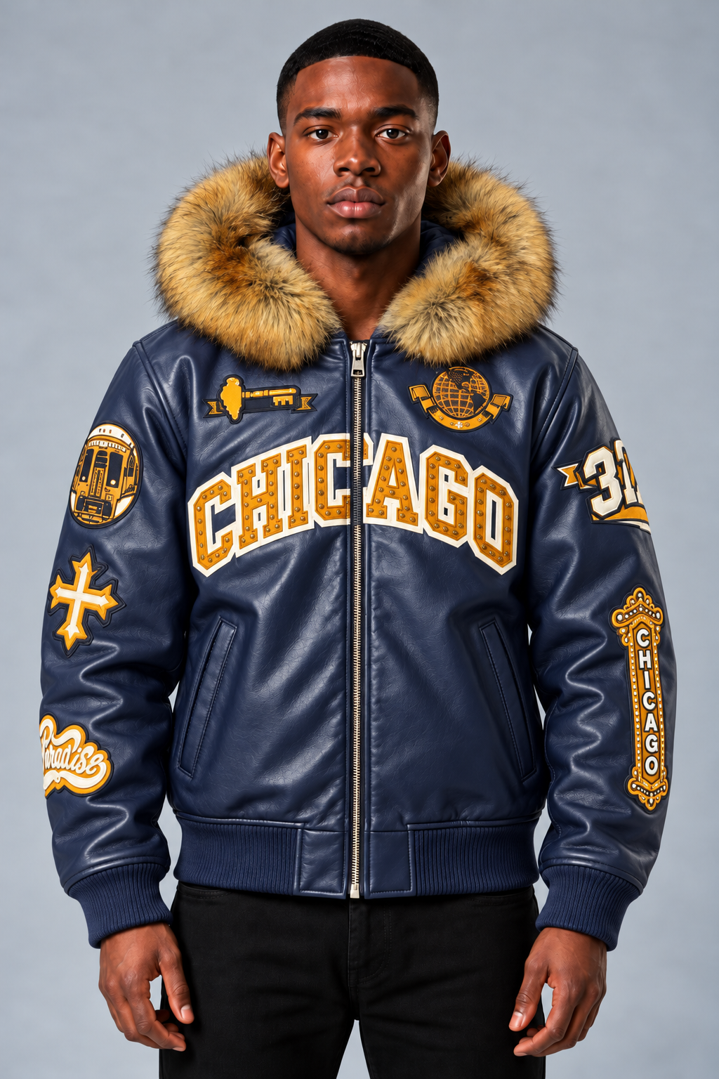 SYIP Exclusive Chicago Leather Jacket - Bears Colors