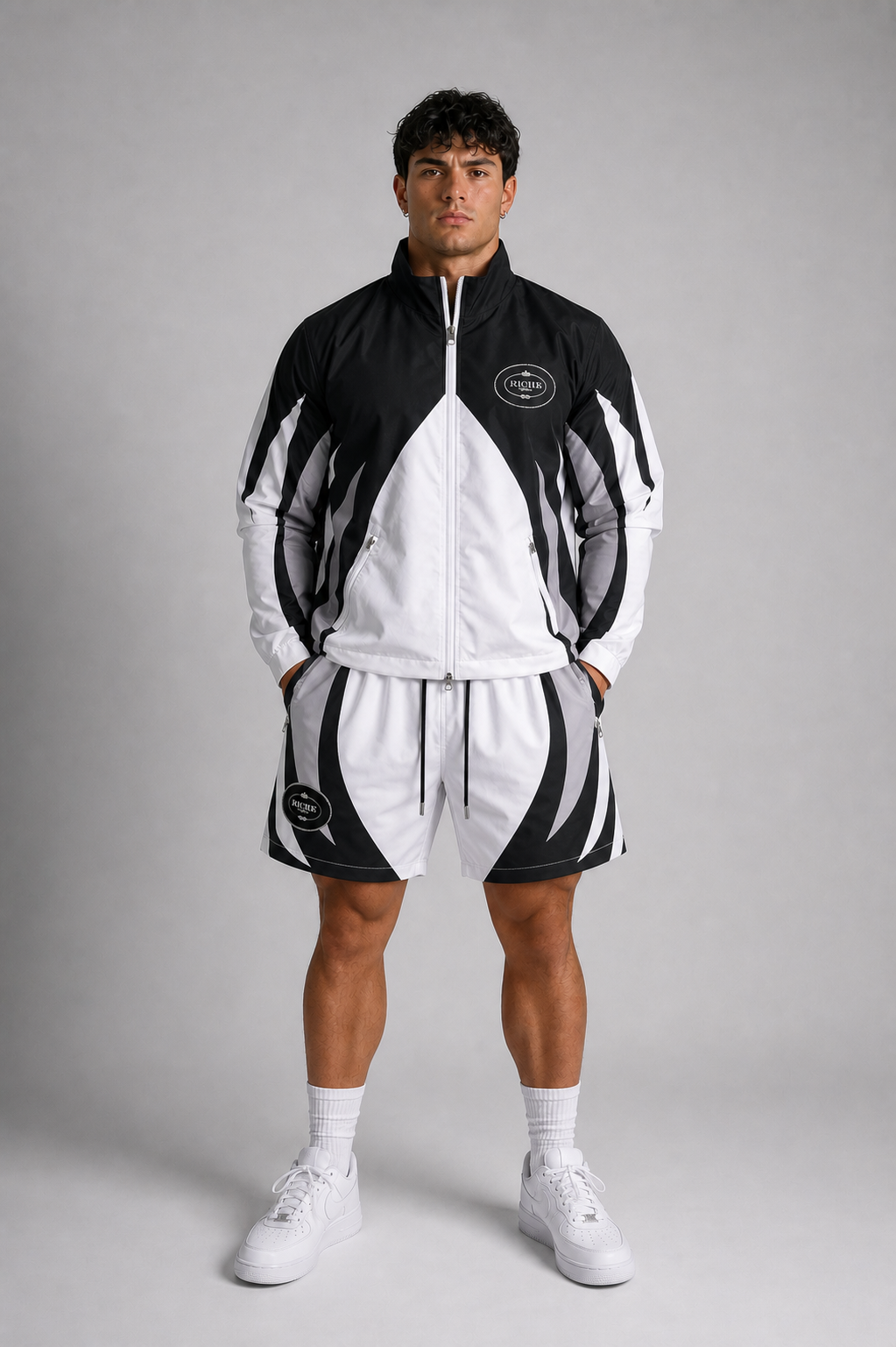 Vie+Riche Aeon Short Sleeve Zip-Up & Shorts Set