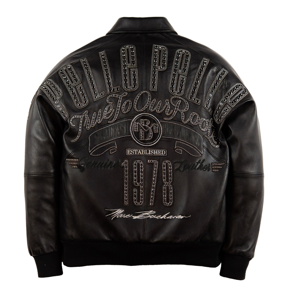 Pelle Pelle "True to Our Roots" Rhinestone Leather Jacket - Black