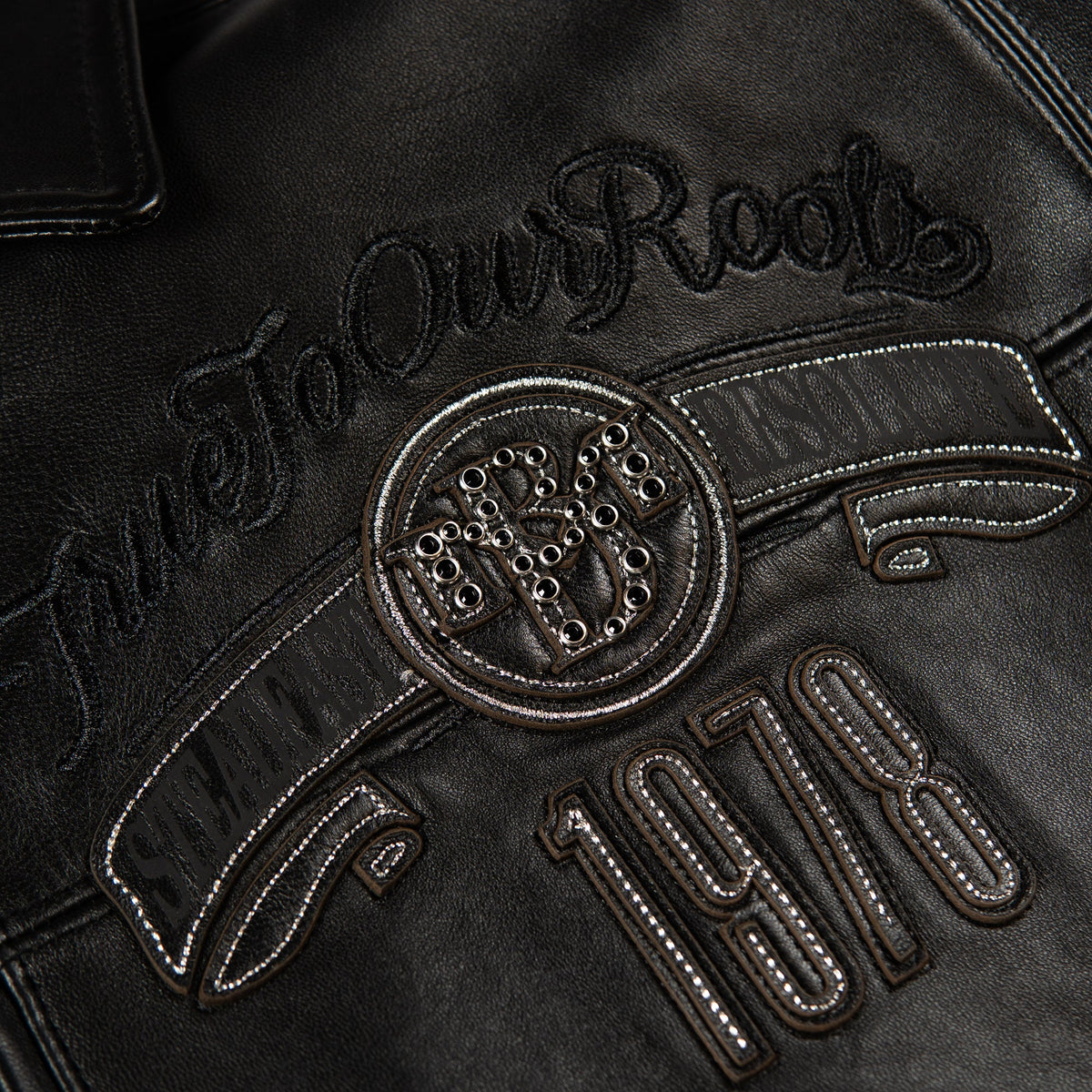 Pelle Pelle "True to Our Roots" Rhinestone Leather Jacket - Black