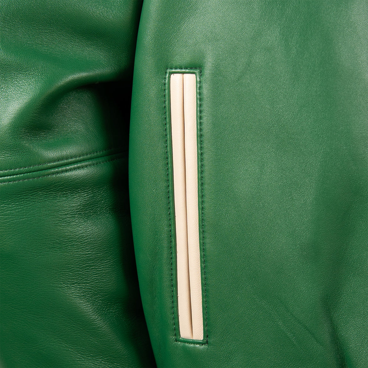 Pelle Pelle "Champions" Rhinestone Leather Jacket - Jet Green/Ivory