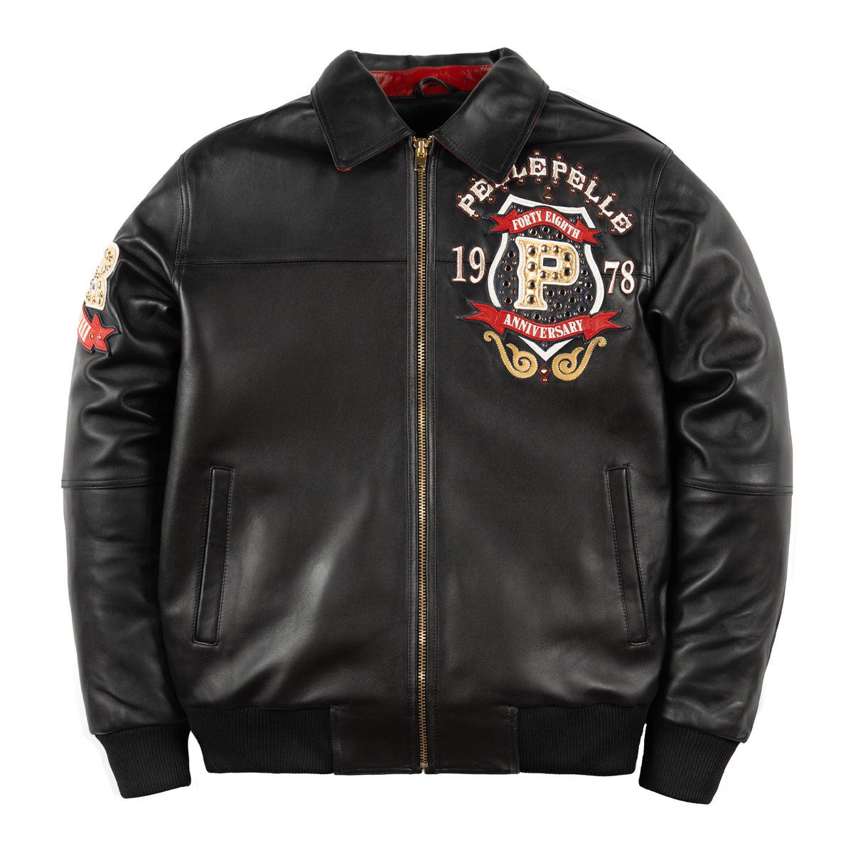 Pelle Pelle "Unrivaled Anniversary" Studs & Rhinestones Jacket - Black