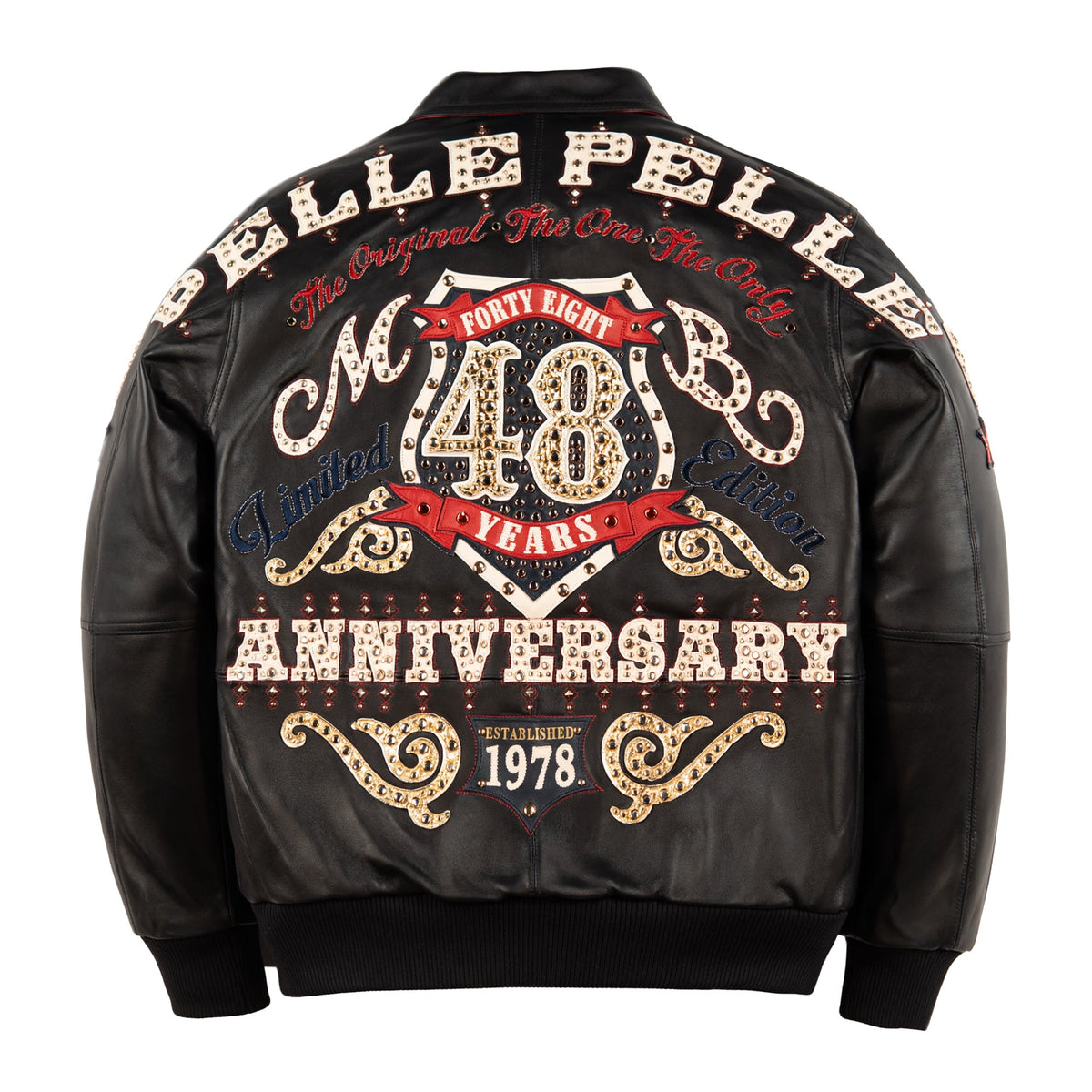 Pelle Pelle "Unrivaled Anniversary" Studs & Rhinestones Jacket - Black