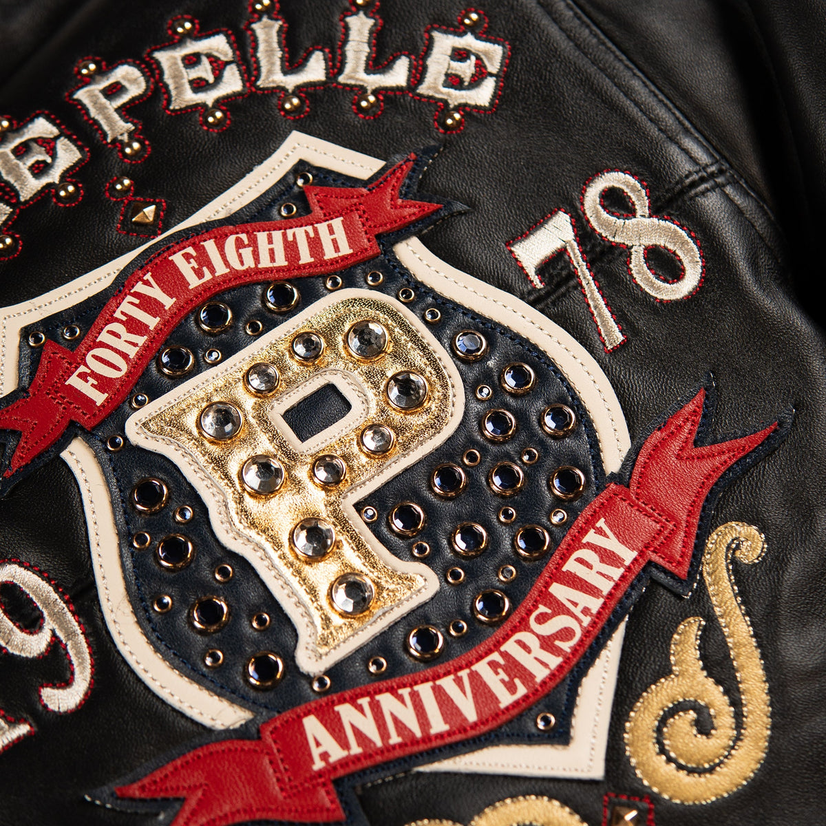 Pelle Pelle "Unrivaled Anniversary" Studs & Rhinestones Jacket - Black
