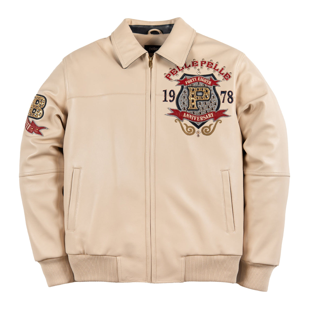 Pelle Pelle "Unrivaled Anniversary" Studs & Rhinestones Jacket - Ivory