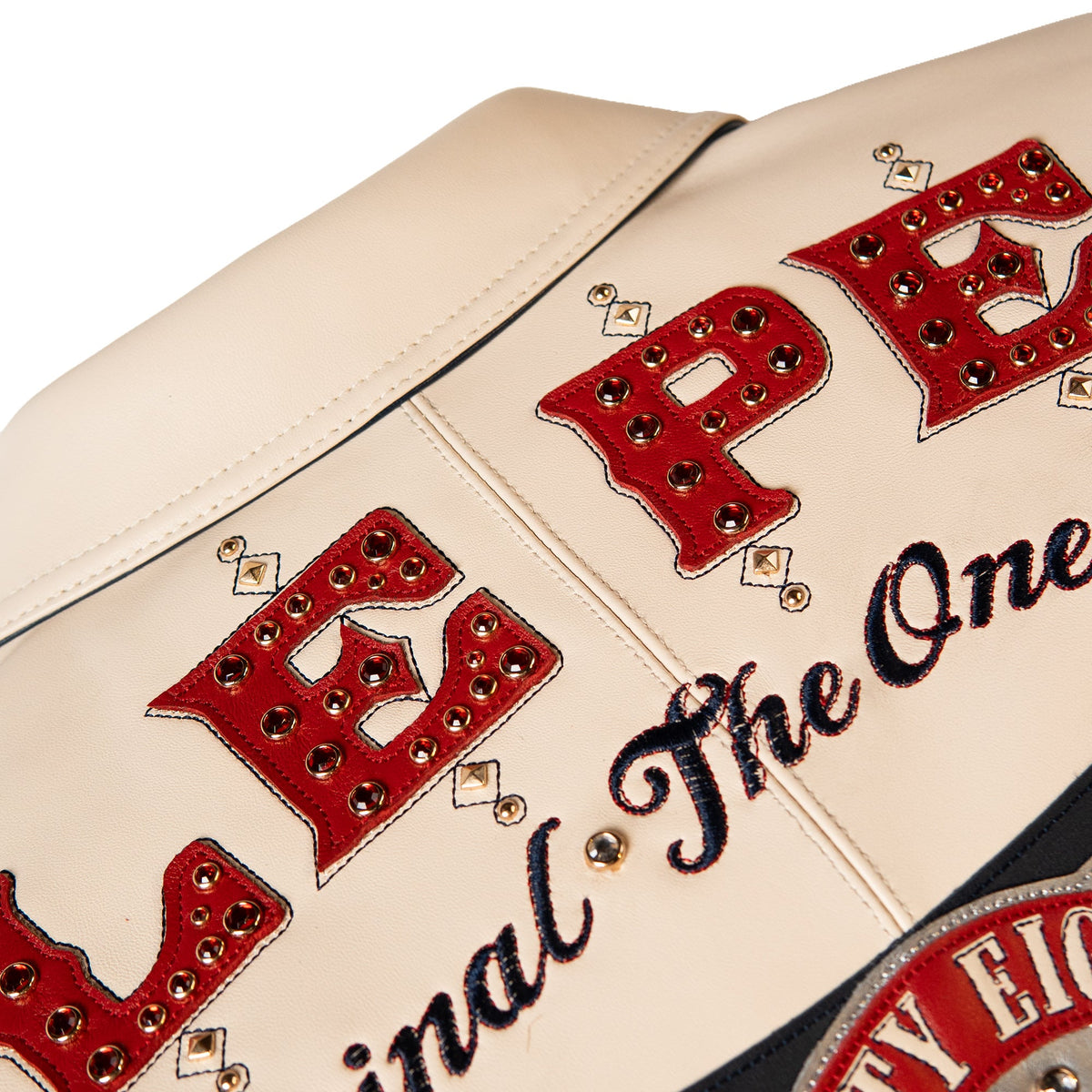 Pelle Pelle "Unrivaled Anniversary" Studs & Rhinestones Jacket - Ivory