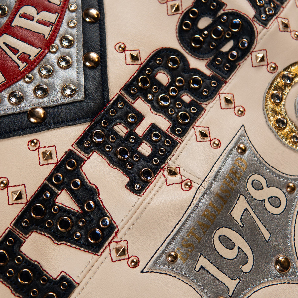 Pelle Pelle "Unrivaled Anniversary" Studs & Rhinestones Jacket - Ivory