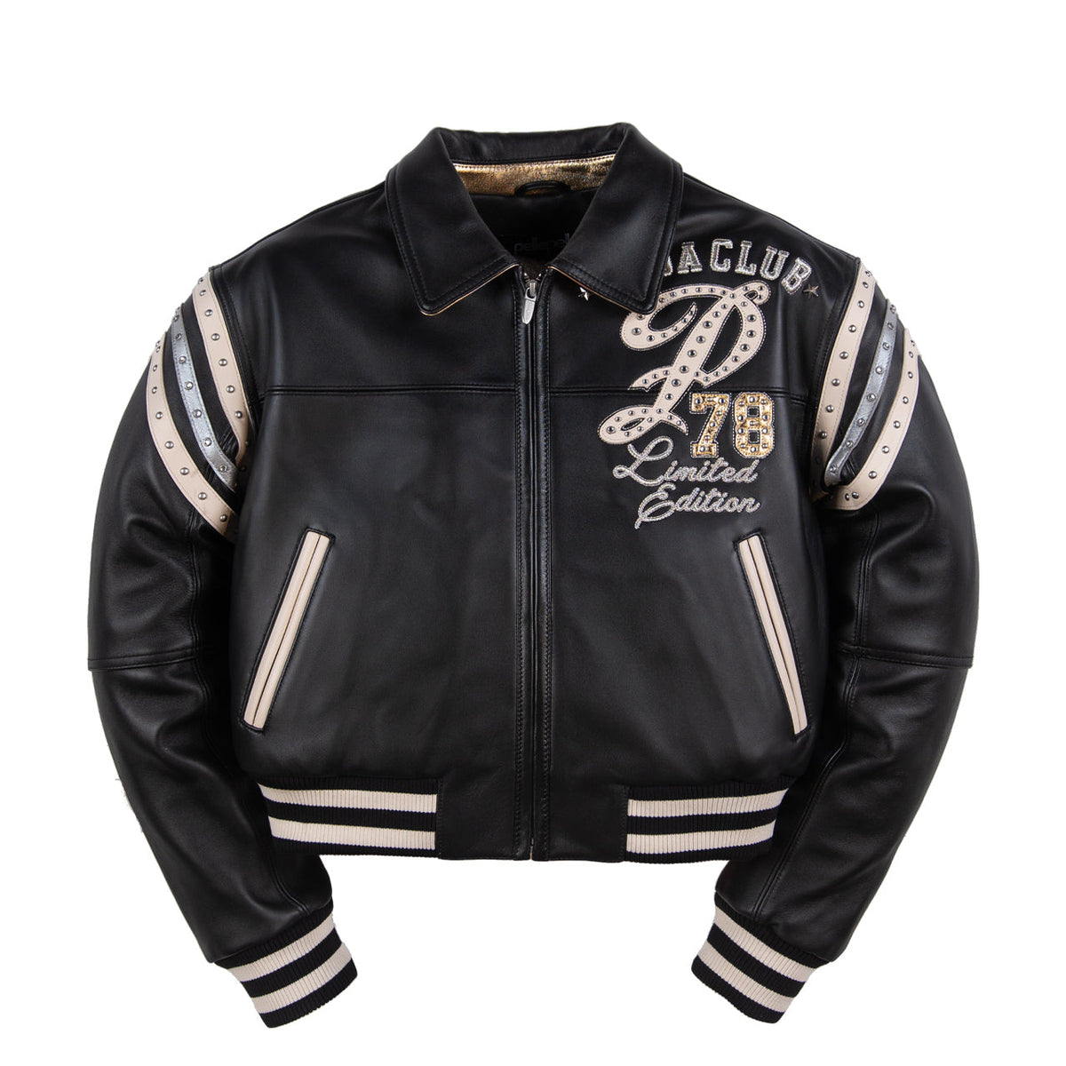 Pelle Pelle Women's "Only The Strong" Rhinestones & Studs Leather Jacket