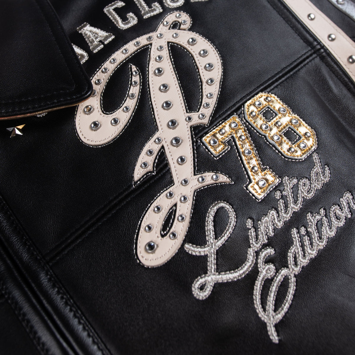 Pelle Pelle Women's "Only The Strong" Rhinestones & Studs Leather Jacket