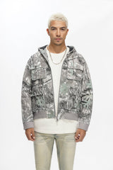 Valabasas "Stalker" Rhinestone Denim Jacket - Grey Forest