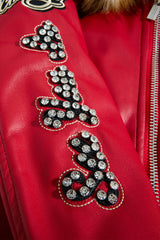 See You In Paradise "Chitown" Kids Rhinestone Hooded Bomber Leather Jacket