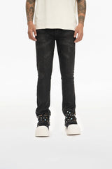 Valabasas "Ion" Waxed Stacked Flare Studded Jeans