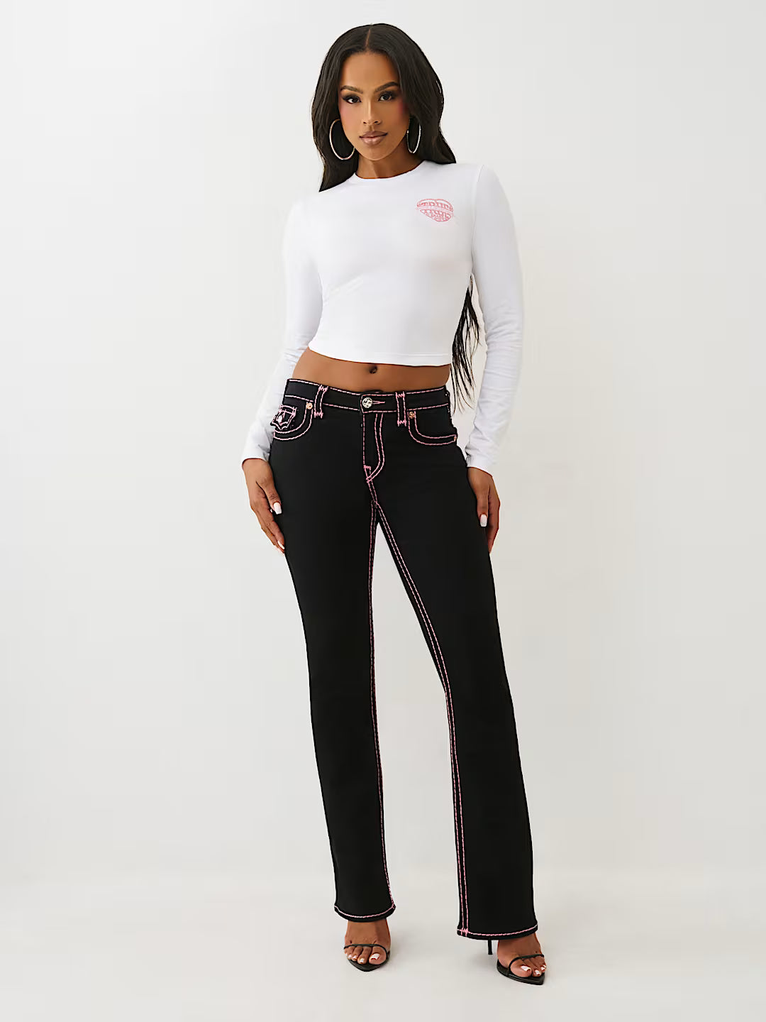 True Religion Women's Becca Mid Rise Super T Bootcut Jean - Black Rinse