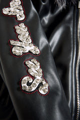 See You In Paradise "Chitown" Kids Rhinestone Hooded Bomber Leather Jacket