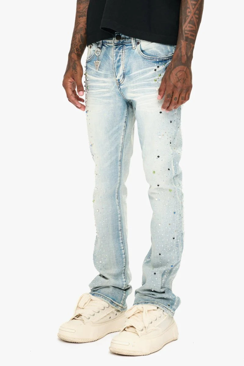 Valabasas "Shine" Stacked Flare Rhinestone Jeans