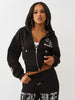 True Religion Women's Crystal Logo Cropped Zip Hoodie & Crystal Script Wide Leg Sweatpants - Jet Black