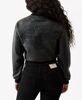 True Religion Women's Crop Polyurethane Bomber Jacket - Jet Black