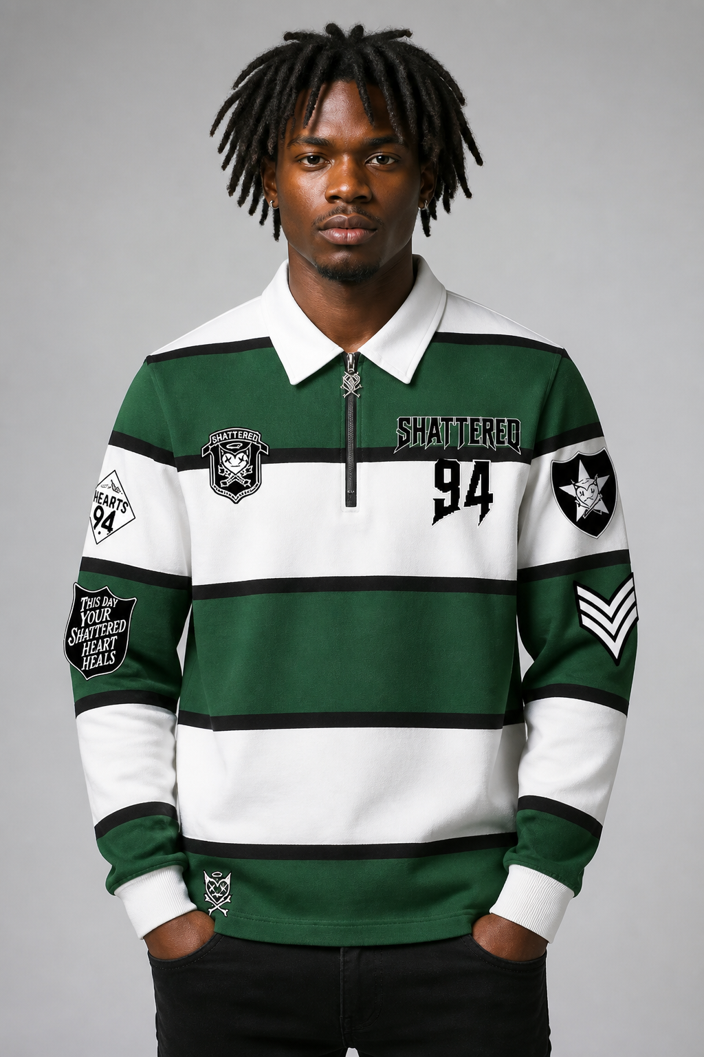 Shattered Hearts Knited Rugby Long Sleeve