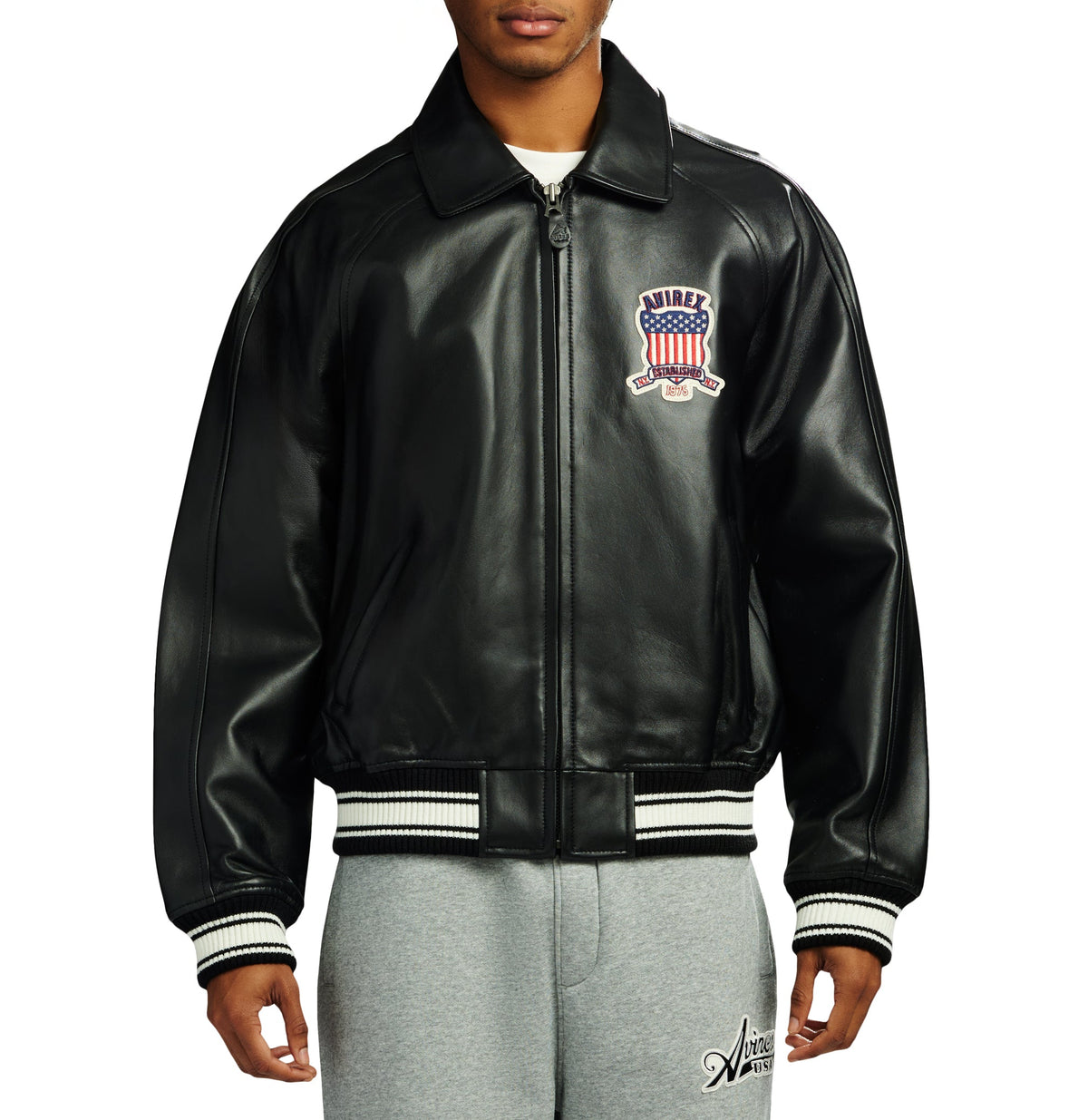Avirex "Icon" Leather Jacket - Black