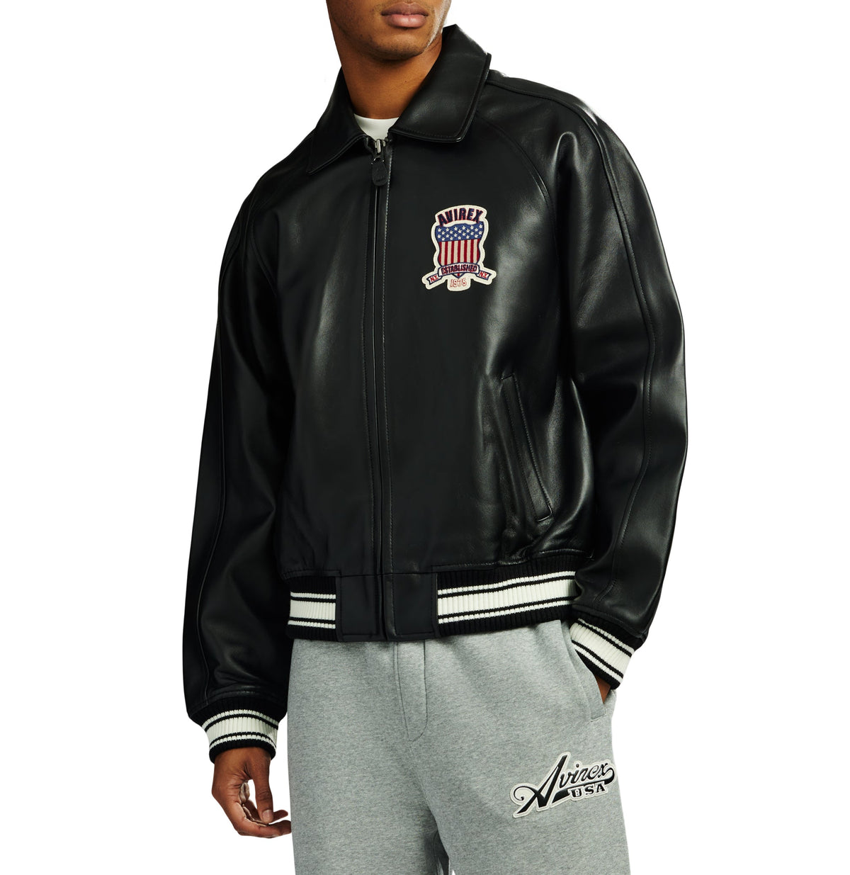 Avirex "Icon" Leather Jacket - Black