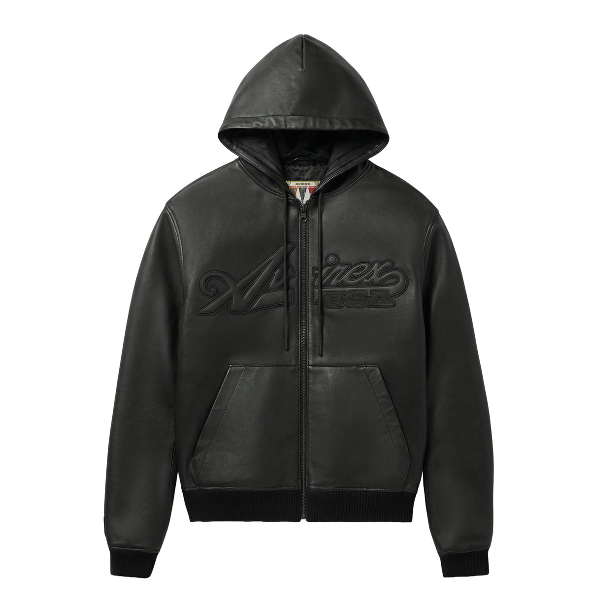 Avirex "Nappa" Leather Hoodie - Black