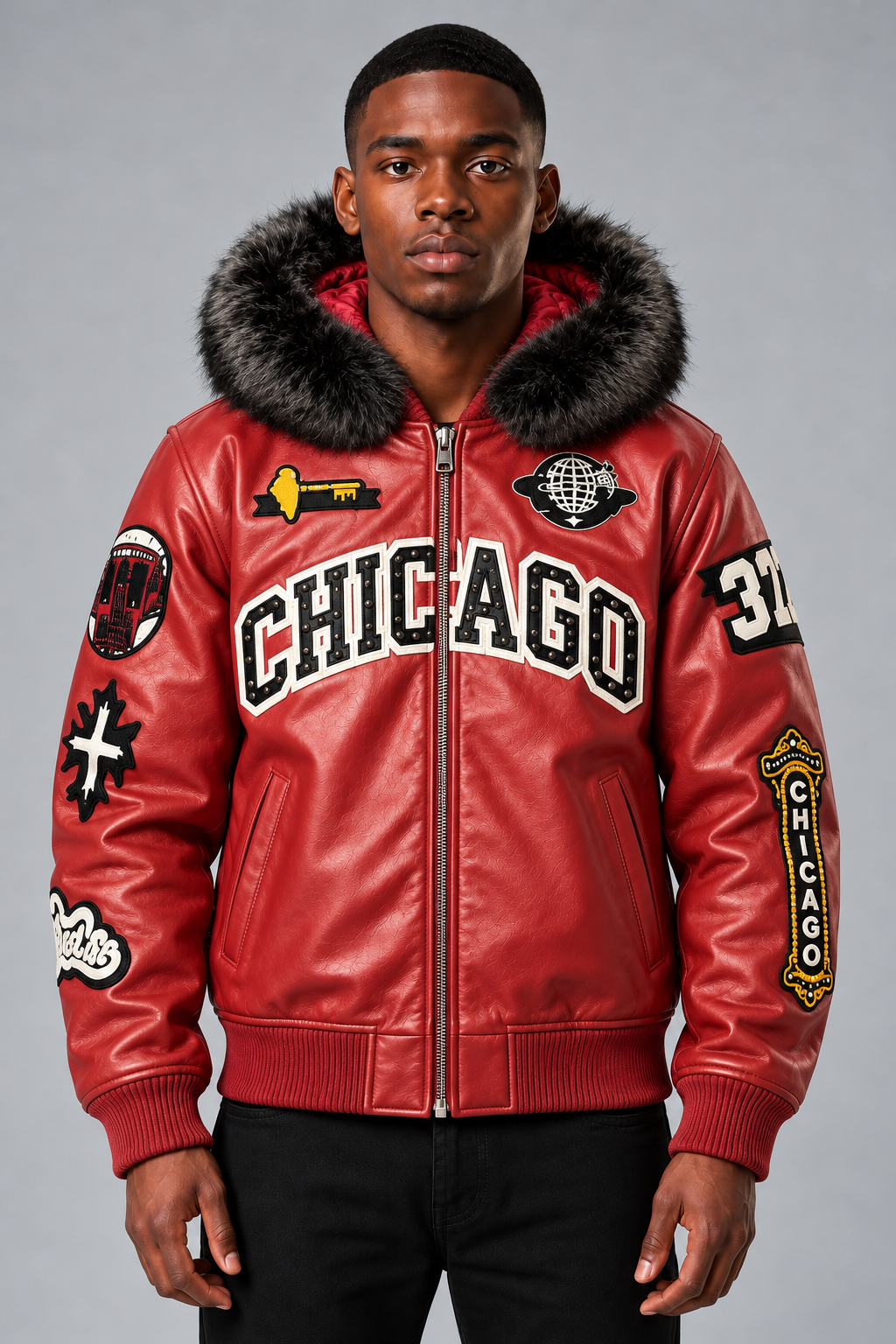 SYIP Exclusive Chicago Leather Jacket - Bulls Colors