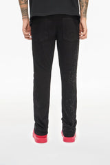 Valabasas "Scripted" Black Stacked Rhinestone Flare Jeans