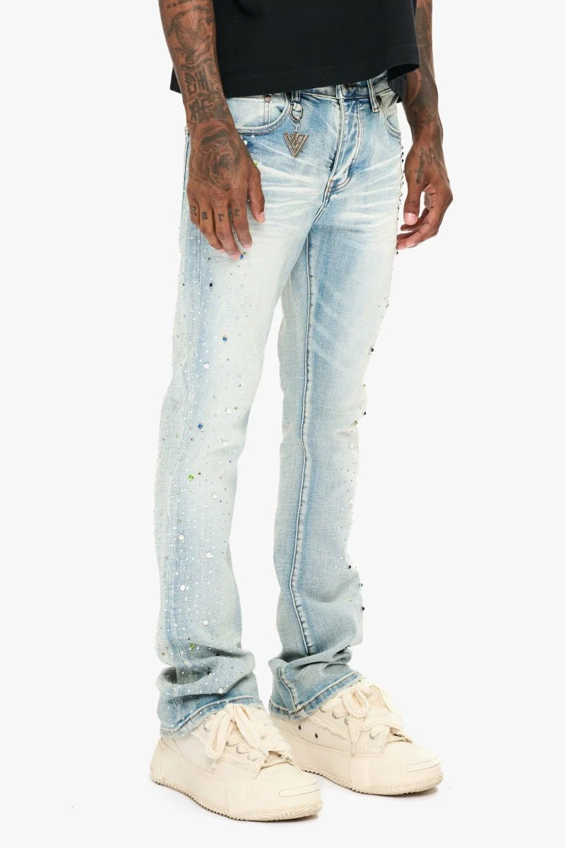 Valabasas "Shine" Stacked Flare Rhinestone Jeans