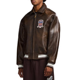 Avirex Vintage Brown (Brown and White) Icon Leather Jacket
