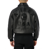 Avirex Black (Black on Black) Leather Icon Jacket