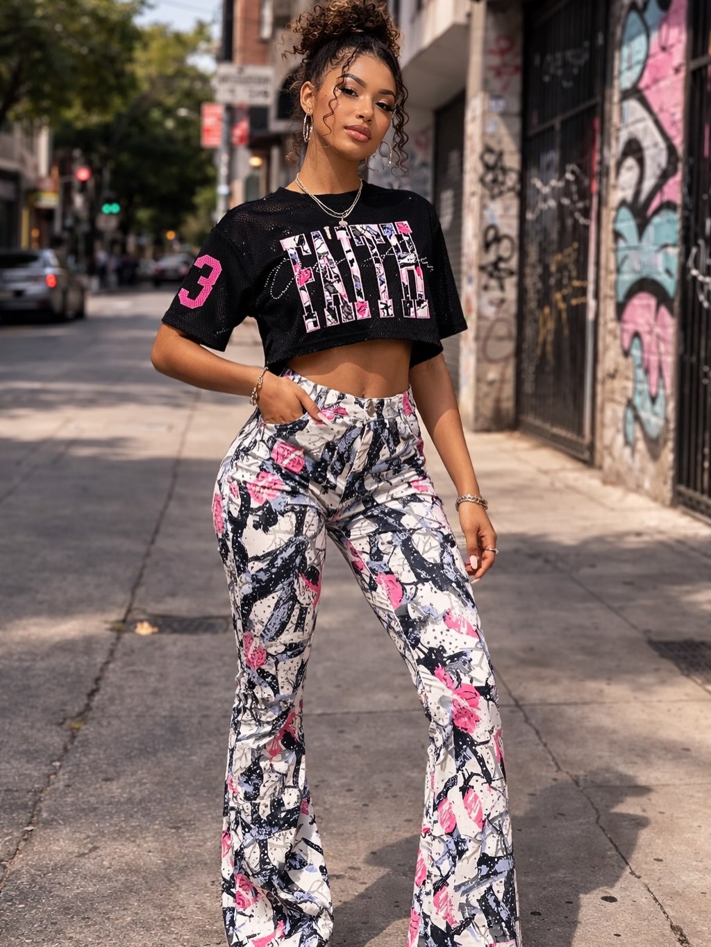 Red Fox Stacked Rhinestone Pants (Blue & Pink) | Dress Code