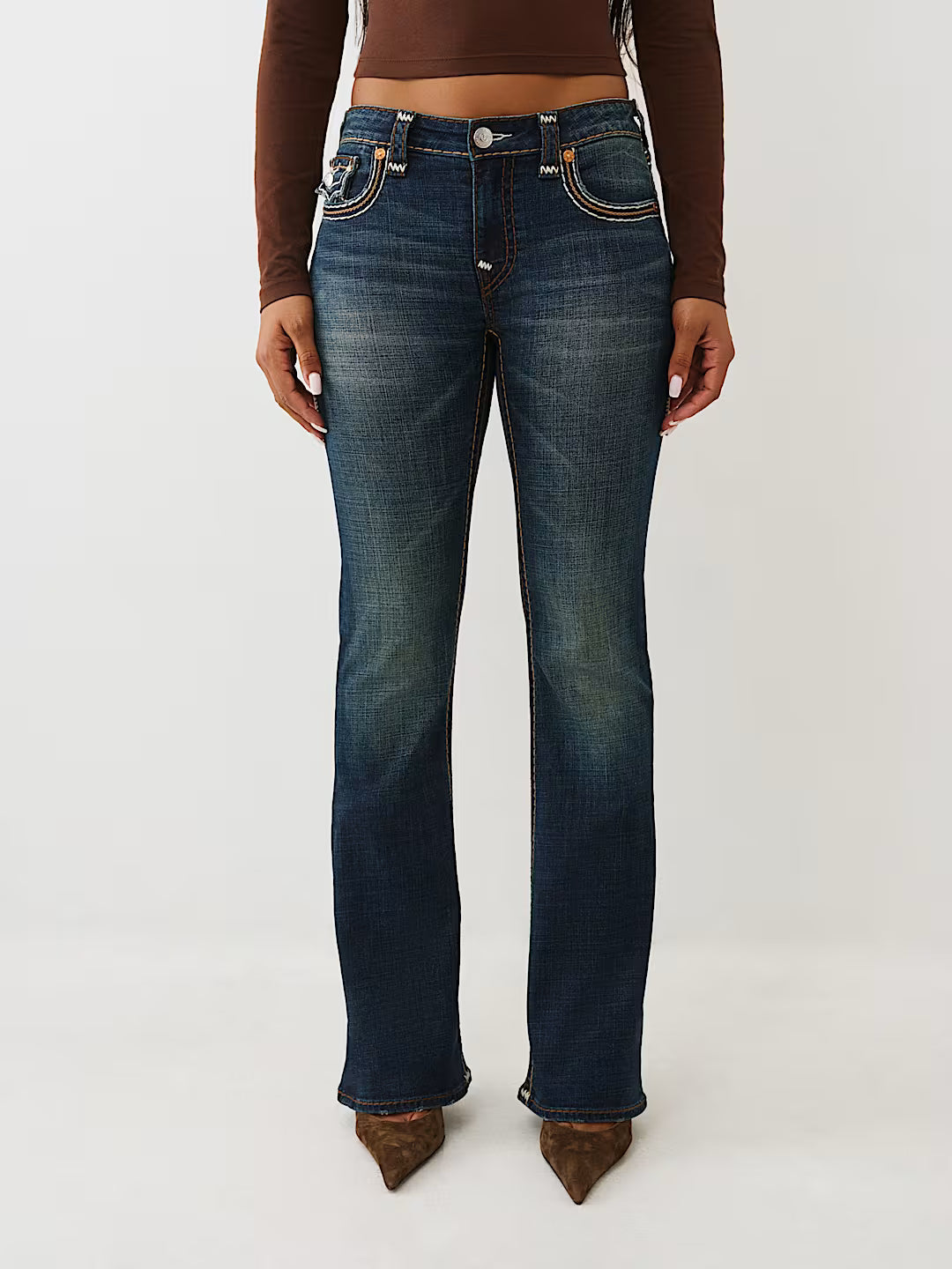 True Religion Women's Becca Mid Rise Super T Bootcut Jean - True Bond