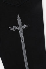 RTA Bryant Skinny Jean - Black Hologram Digital Cross