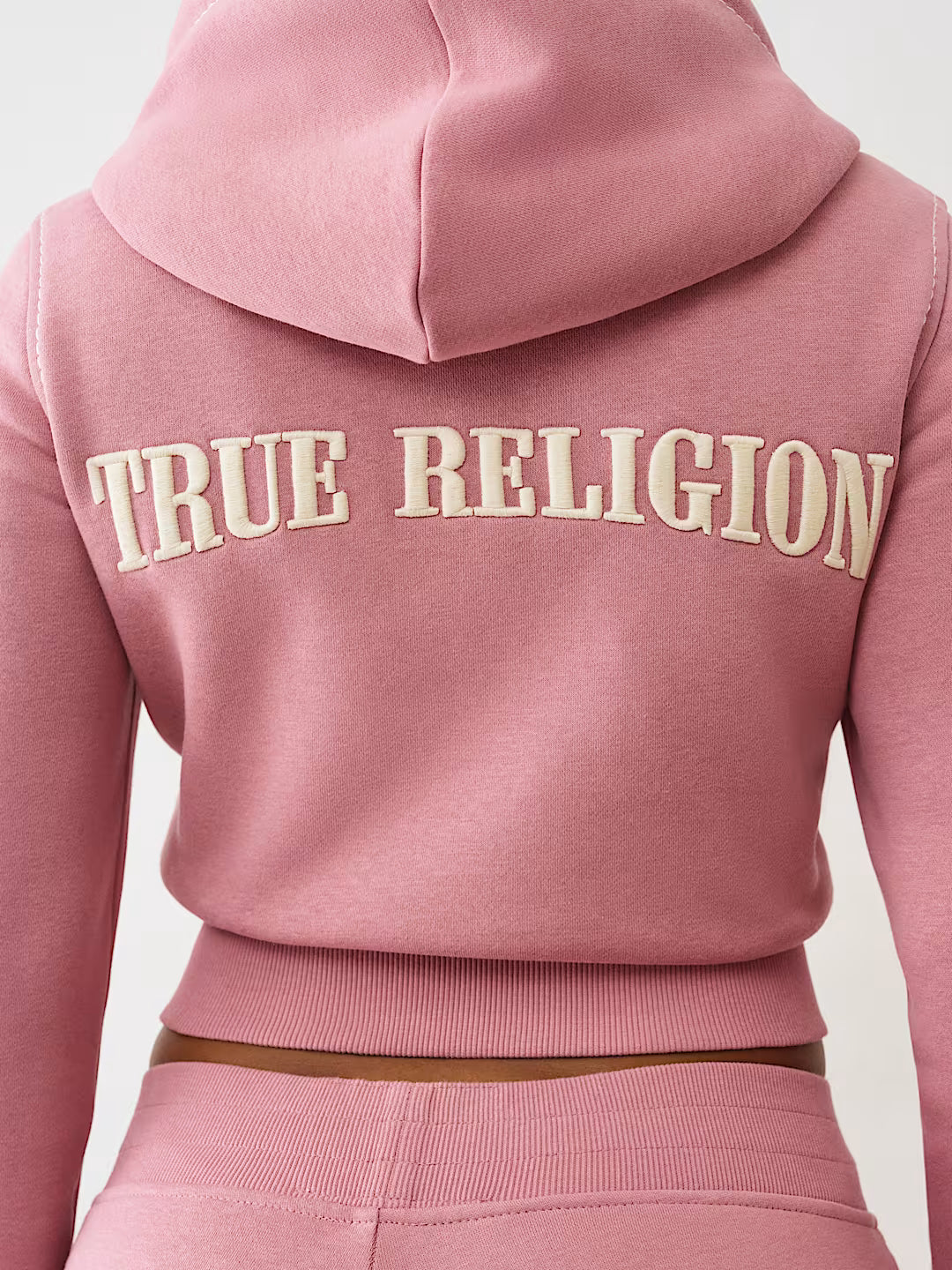 True Religion Women's Big T Shrunken Zip Hoodie & Big T Flared Sweatpants - Nostalgia Rose