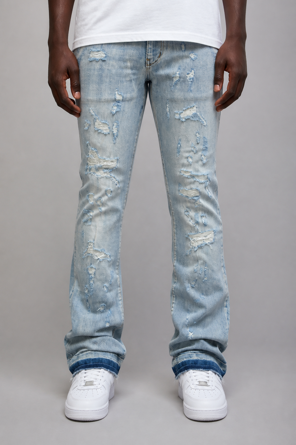 Damati Ripped Stacked Jeans