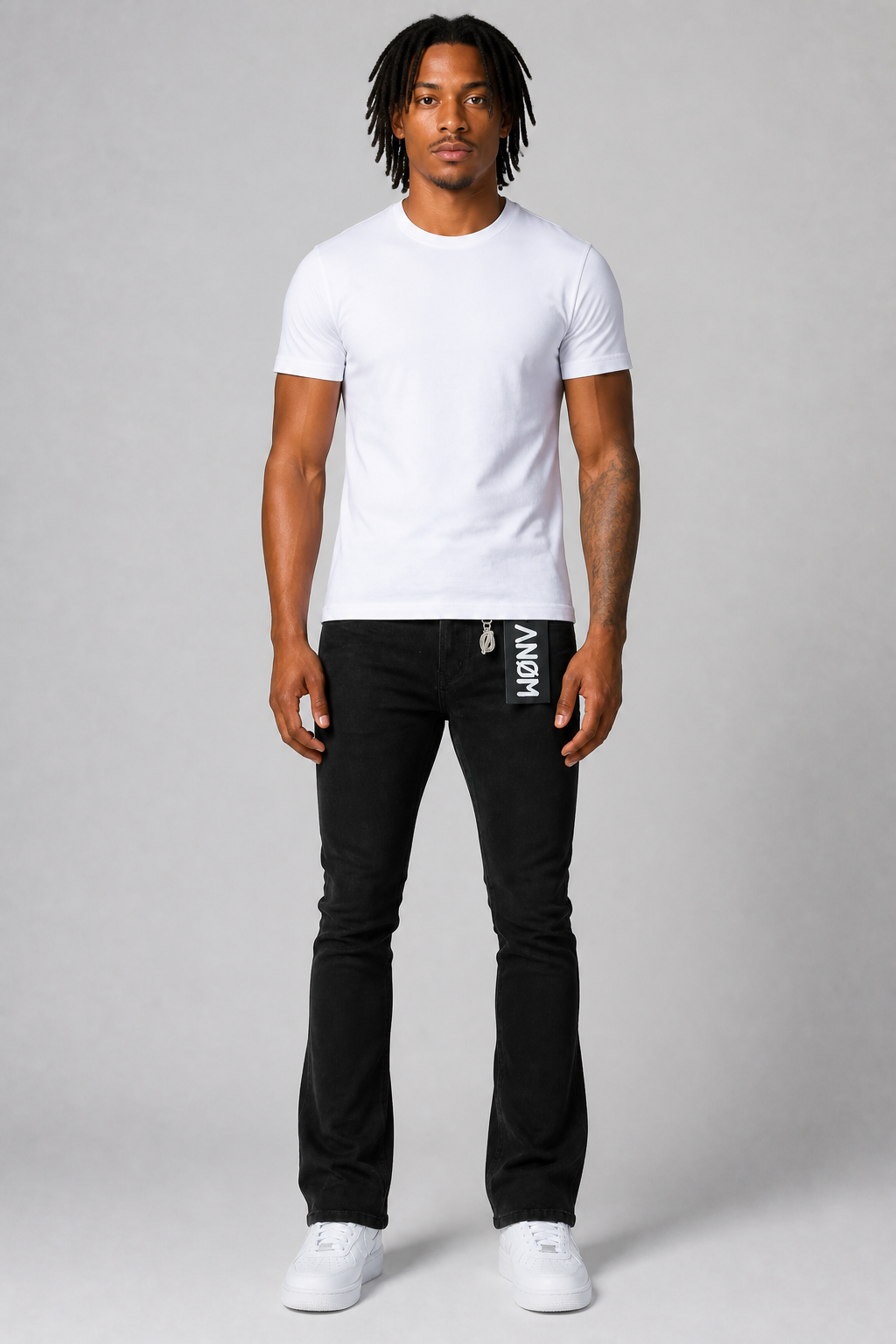 ANOM "Aura" Fitted Stacked Jeans - Jet Black